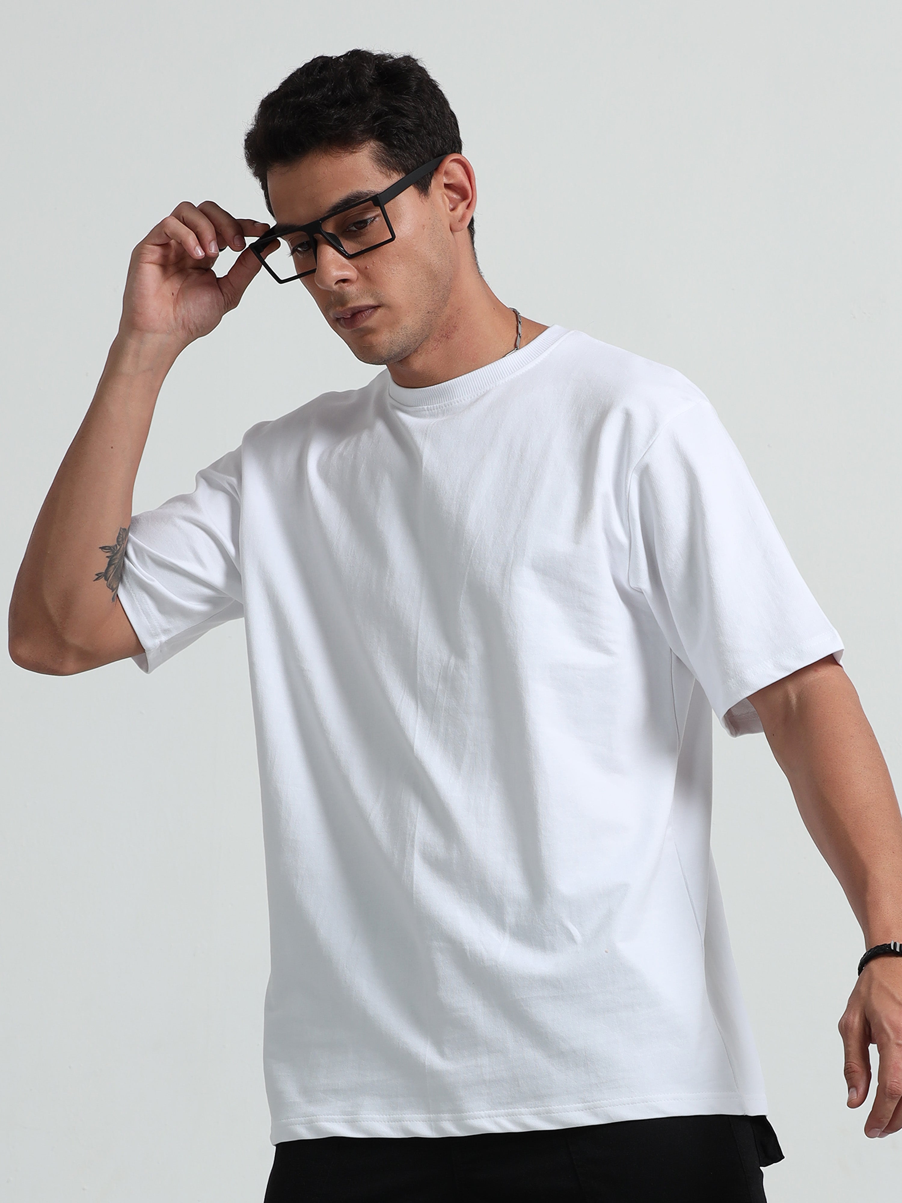 White Printed Oversized Cotton T-Shirt