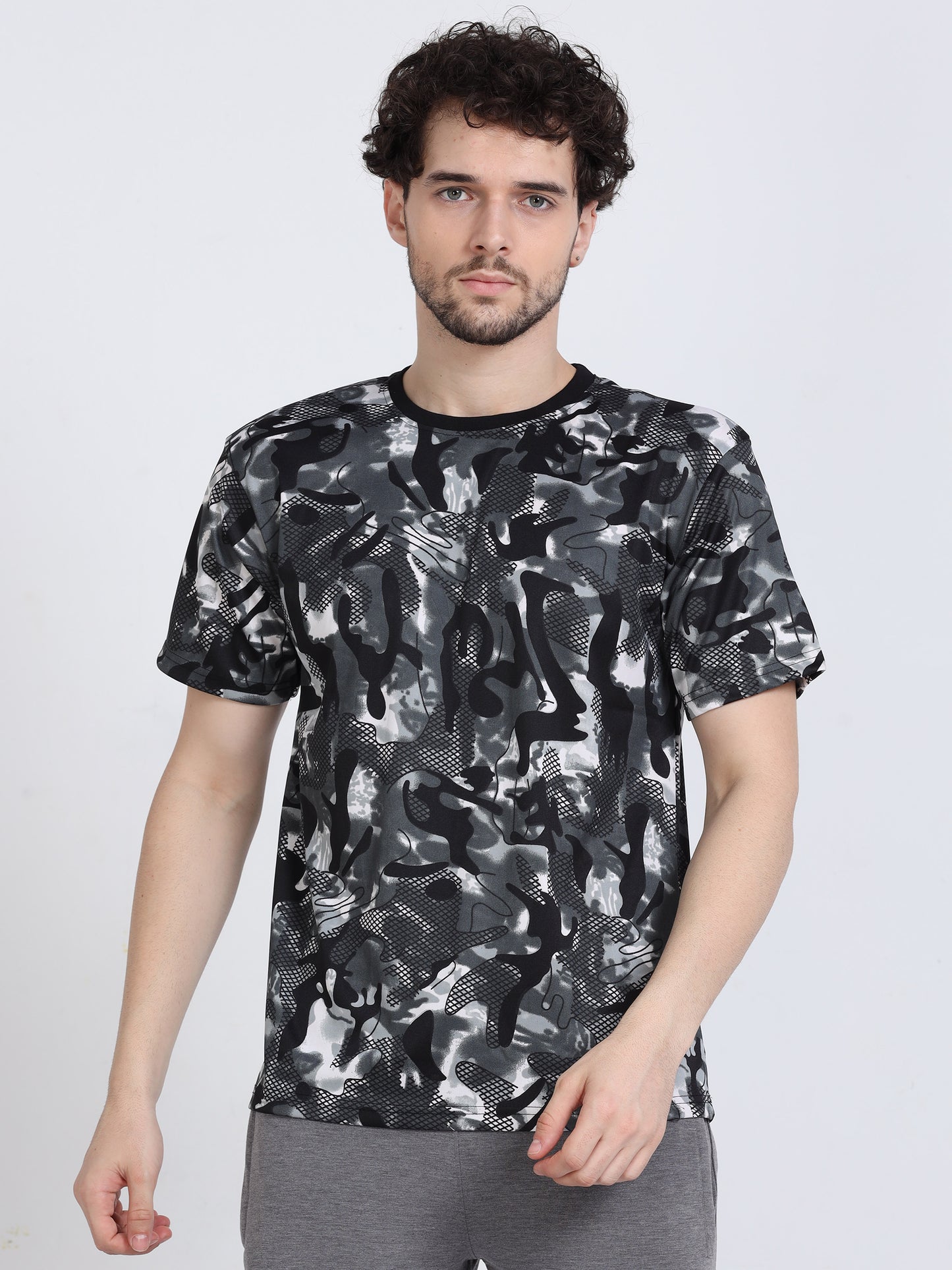 Camo Print Black Gym Wear Dry Fit Tshirt – Londhe Garments