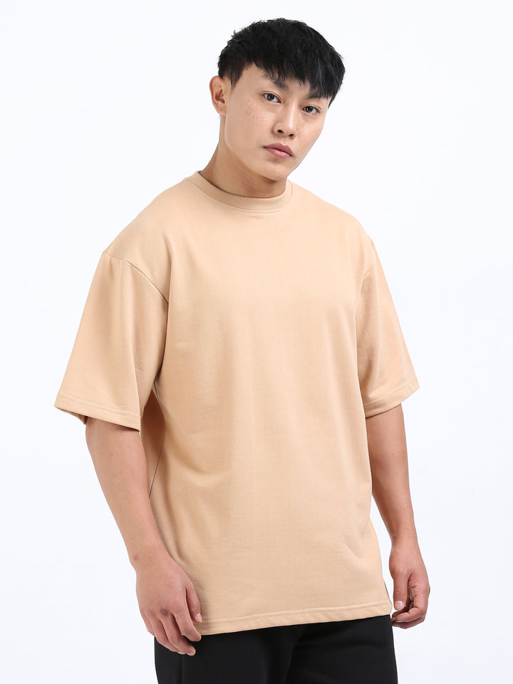 240GSM Unisex Beige Cotton Oversized Tshirt