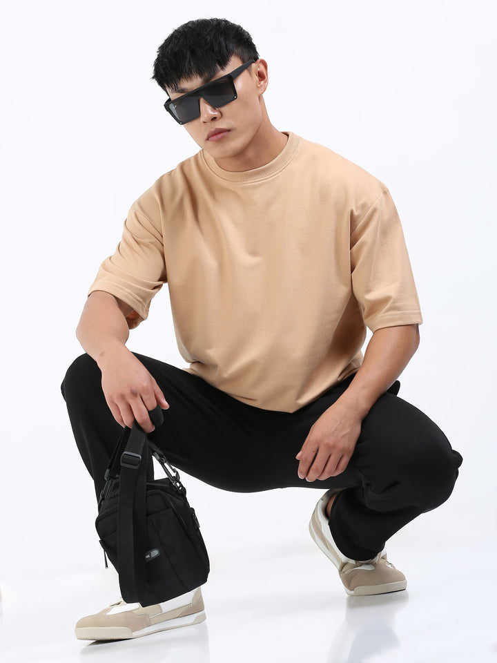 240GSM Unisex Beige Cotton Oversized Tshirt