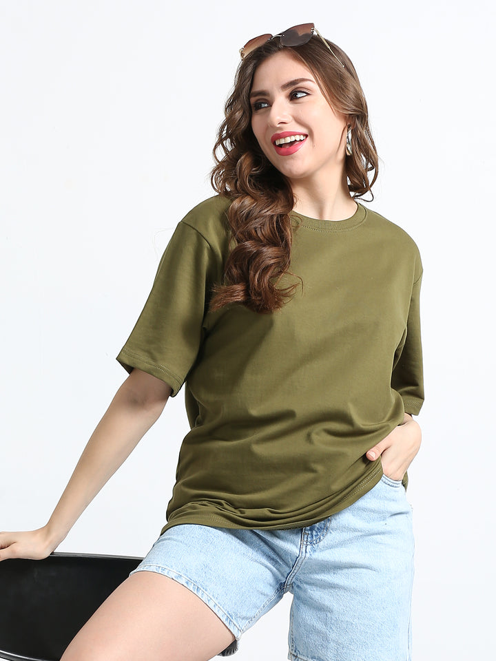 240GSM Unisex Olive Green Cotton Oversized Tee