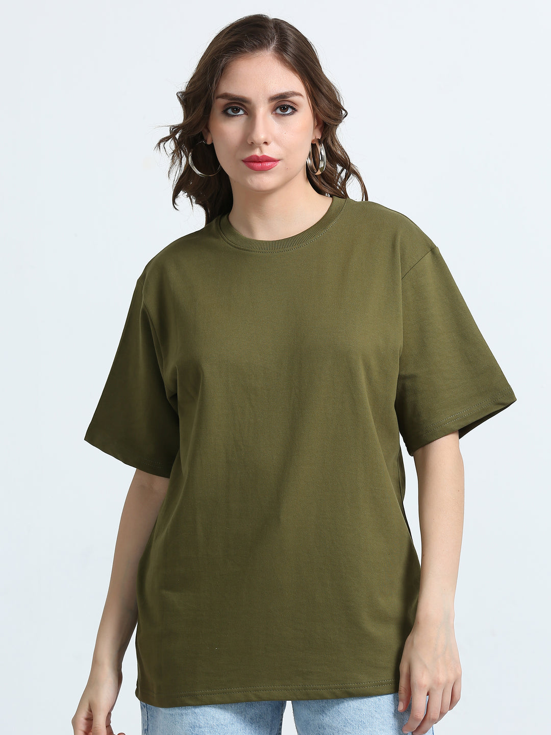 240GSM Unisex Olive Green Cotton Oversized Tee