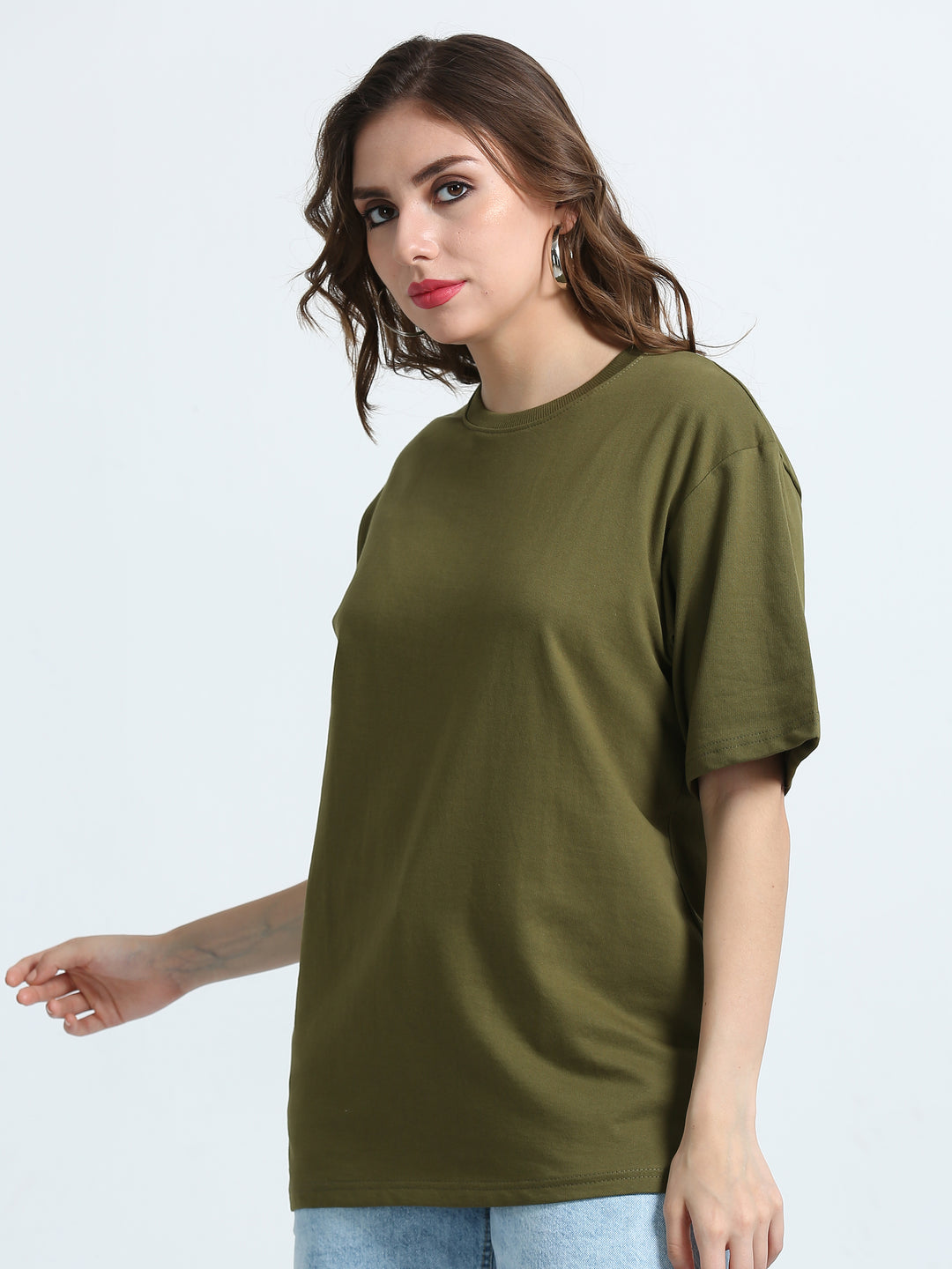 240GSM Unisex Olive Green Cotton Oversized Tee