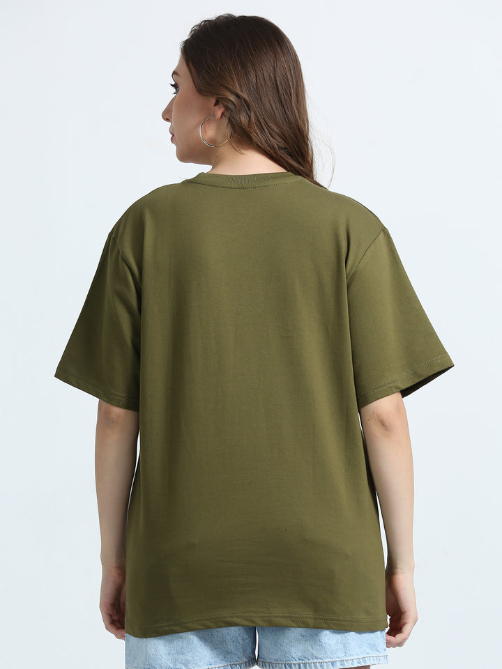 240GSM Unisex Olive Green Cotton Oversized Tee