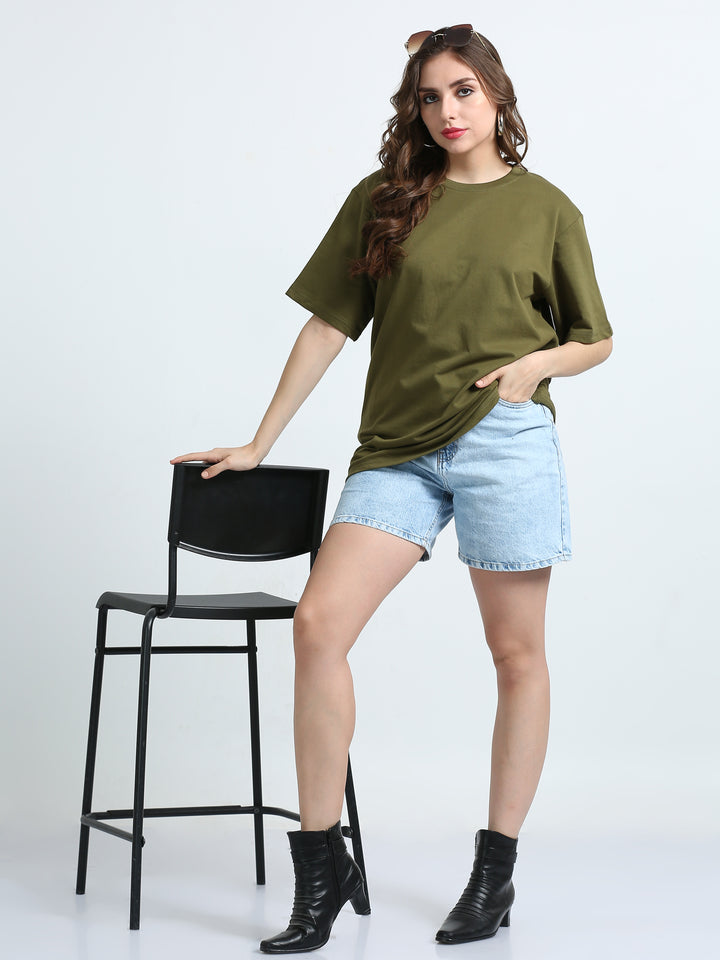 240GSM Unisex Olive Green Cotton Oversized Tee