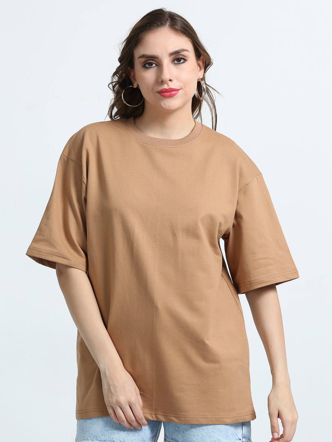 240GSM Unisex Biscuit Brown Cotton Oversized Tee