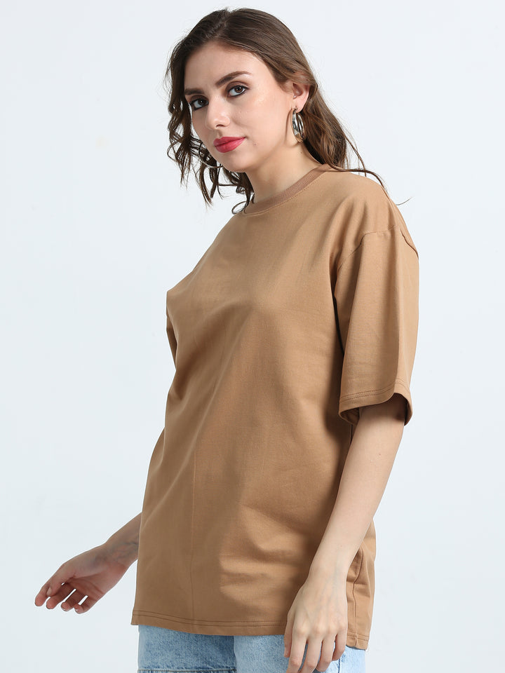 240GSM Unisex Biscuit Brown Cotton Oversized Tee