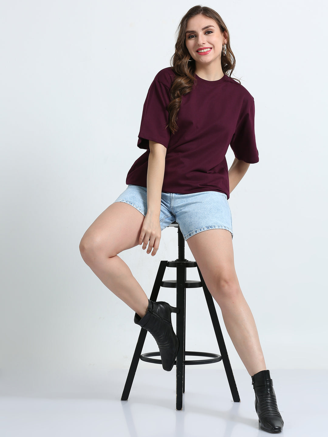 240GSM Unisex Wine Cotton Oversized Tee