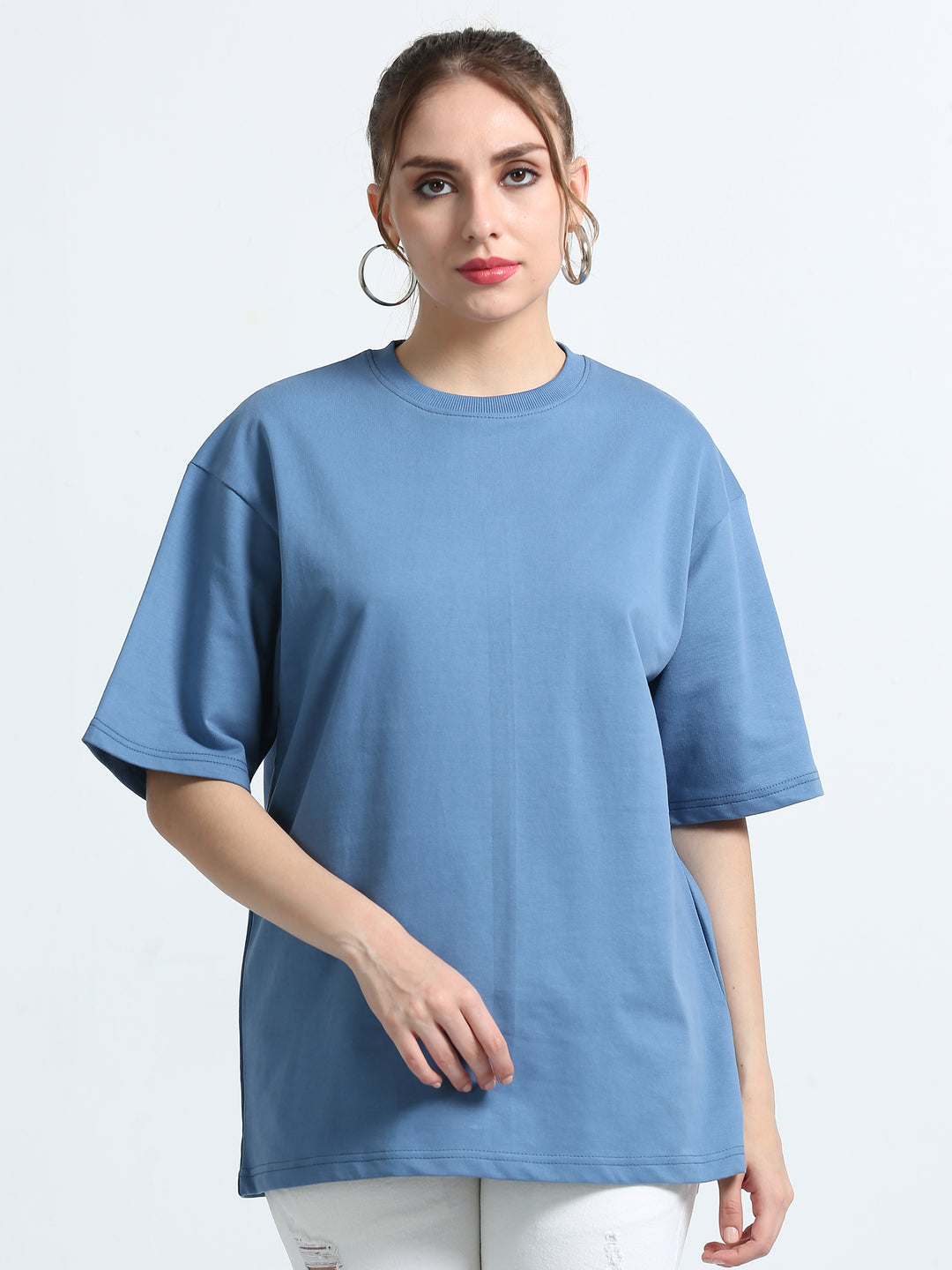 240GSM Unisex Smart Blue Cotton Oversized Tee