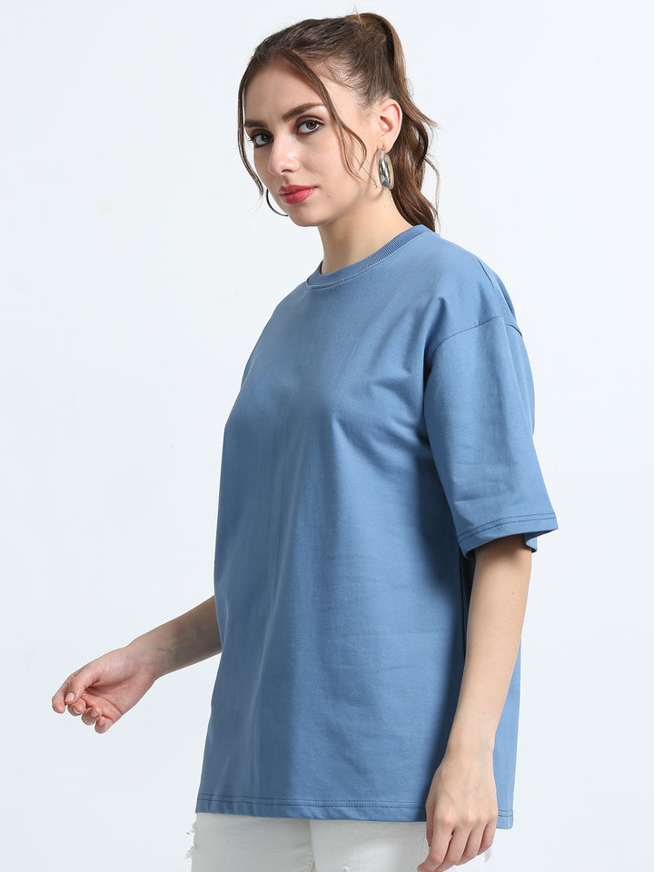 240GSM Unisex Smart Blue Cotton Oversized Tee