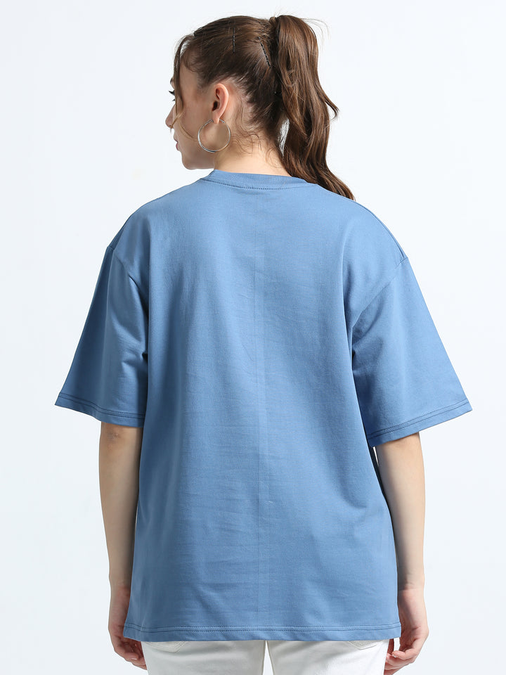 240GSM Unisex Smart Blue Cotton Oversized Tee