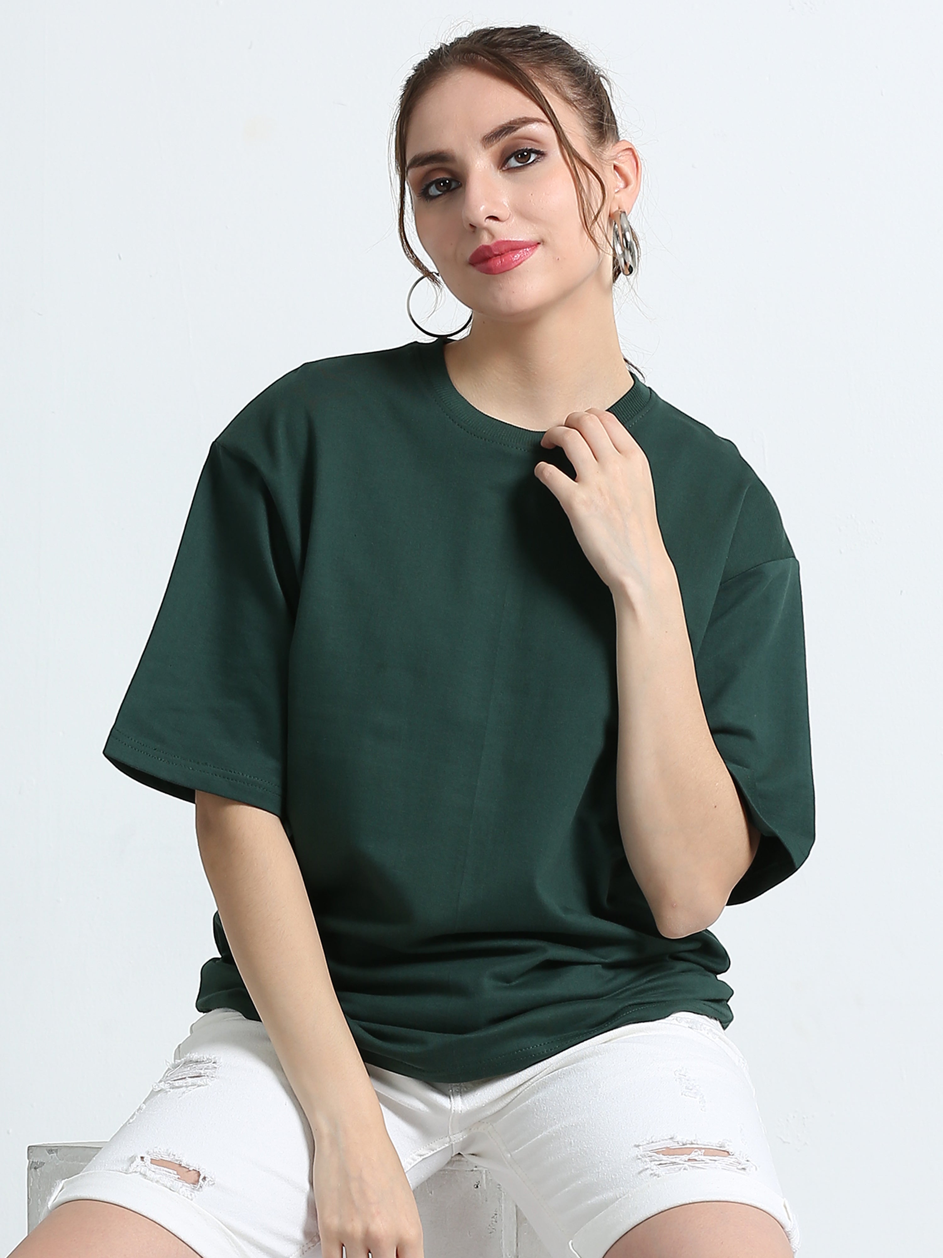 240GSM Unisex Bottle Green Cotton Oversized Tee Wholesale Rate ...