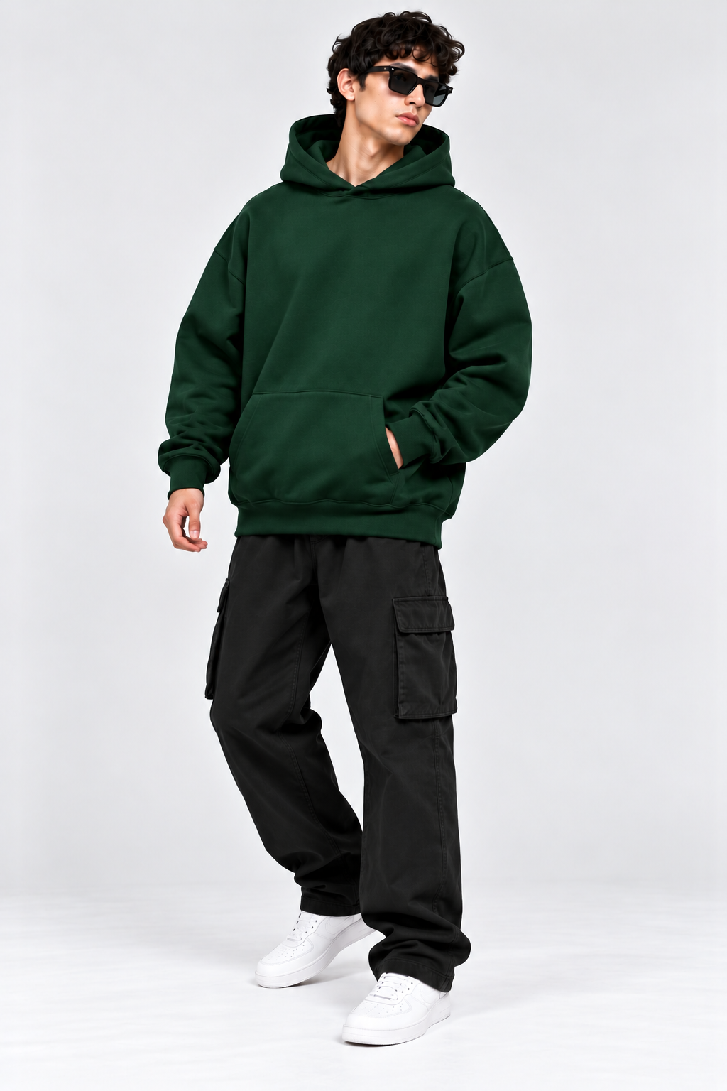 Premium 400 GSM Bottle Green Cotton Oversized Hoodie