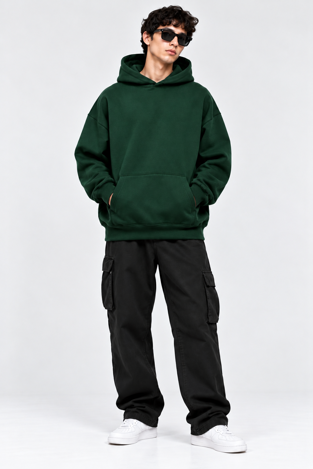 Premium 400 GSM Bottle Green Cotton Oversized Hoodie