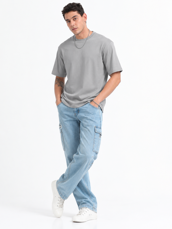 240GSM Unisex Cement Grey Cotton Oversized Tshirt