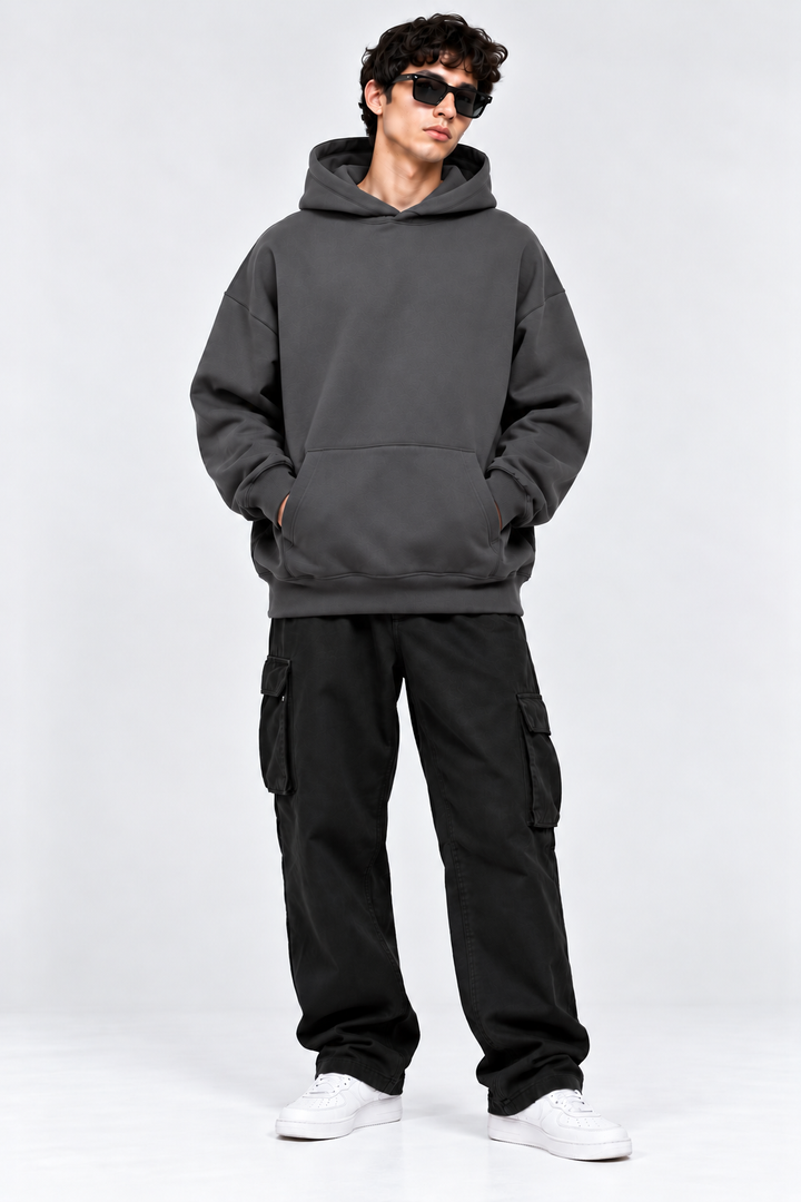 Premium 400 GSM Dark Grey Cotton Oversized Hoodie