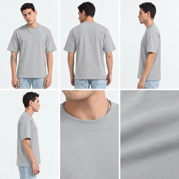 240GSM Unisex Cement Grey Cotton Oversized Tshirt
