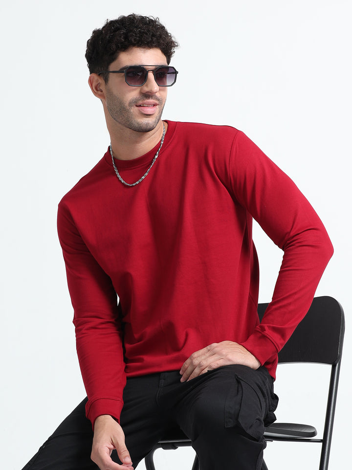 240GSM Unisex R Maroon Cotton Sweatshirt