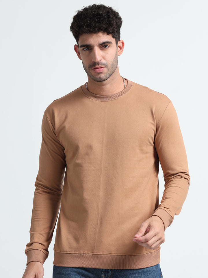 240GSM Unisex Biscuit Brown Cotton Sweatshirt