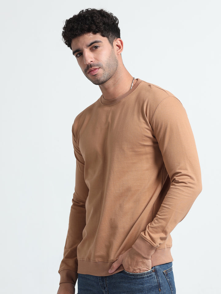 240GSM Unisex Biscuit Brown Cotton Sweatshirt