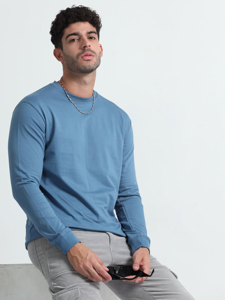 240GSM Unisex Smart Blue Cotton Sweatshirt