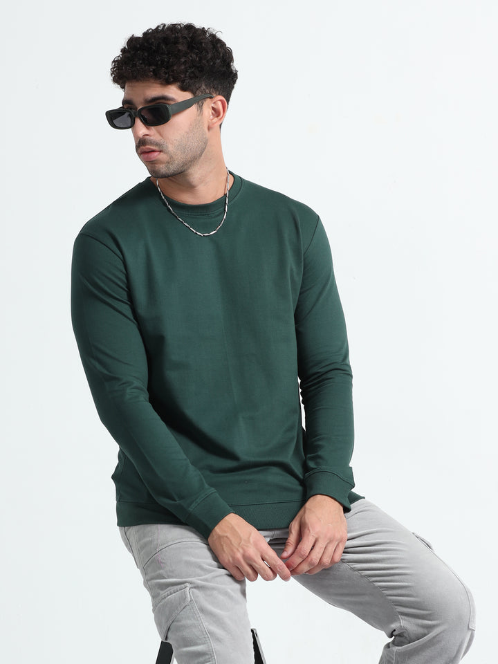 240GSM Unisex Bottle Green Cotton Sweatshirt