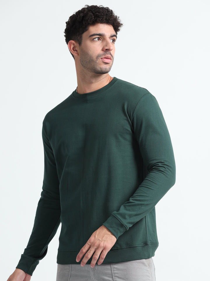 240GSM Unisex Bottle Green Cotton Sweatshirt