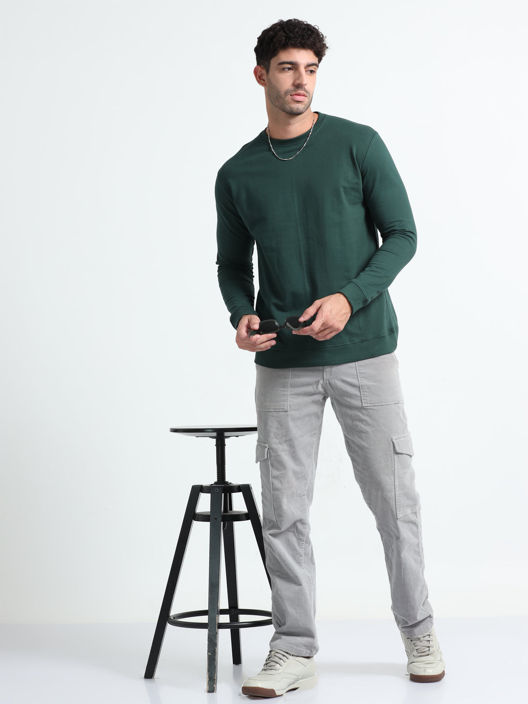 240GSM Unisex Bottle Green Cotton Sweatshirt