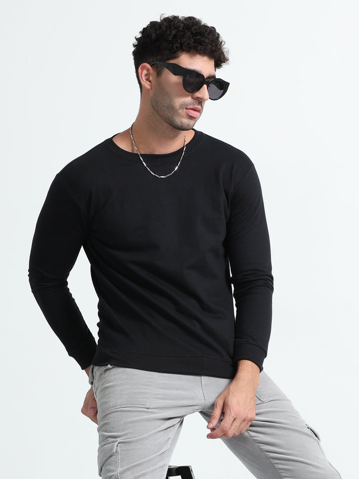240GSM Unisex Black Cotton Sweatshirt