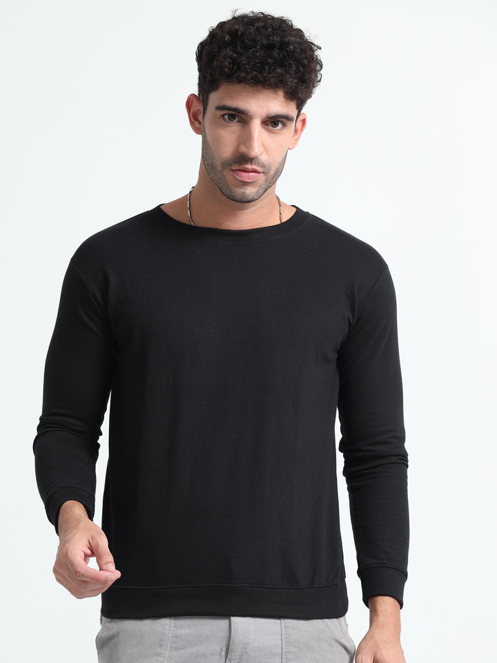 240GSM Unisex Black Cotton Sweatshirt