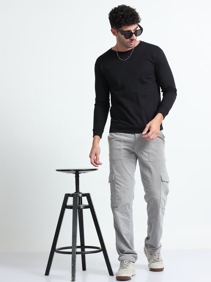 240GSM Unisex Black Cotton Sweatshirt
