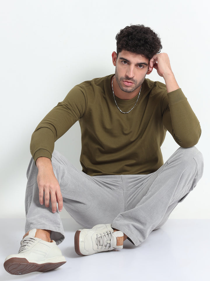 240GSM Unisex Olive Green Cotton Sweatshirt