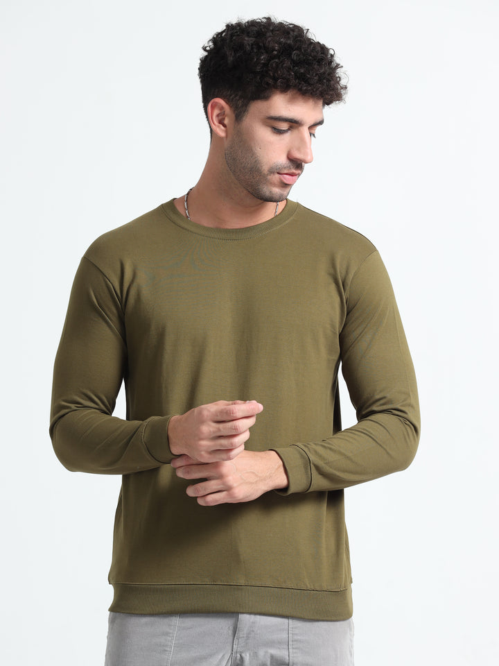 240GSM Unisex Olive Green Cotton Sweatshirt