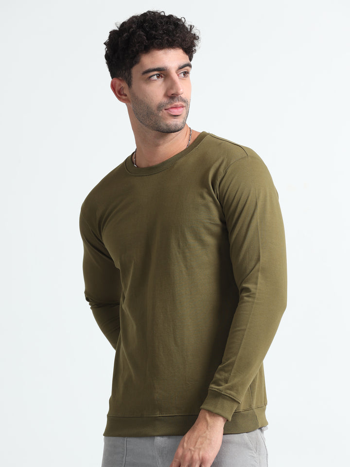 240GSM Unisex Olive Green Cotton Sweatshirt