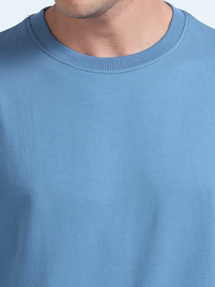 240GSM Unisex Smart Blue Cotton Oversized Tshirt