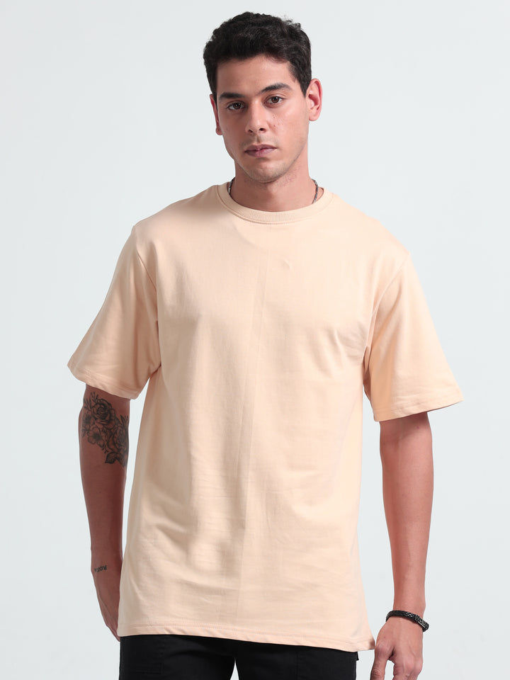 240GSM Unisex Beige Cotton Oversized Tshirt