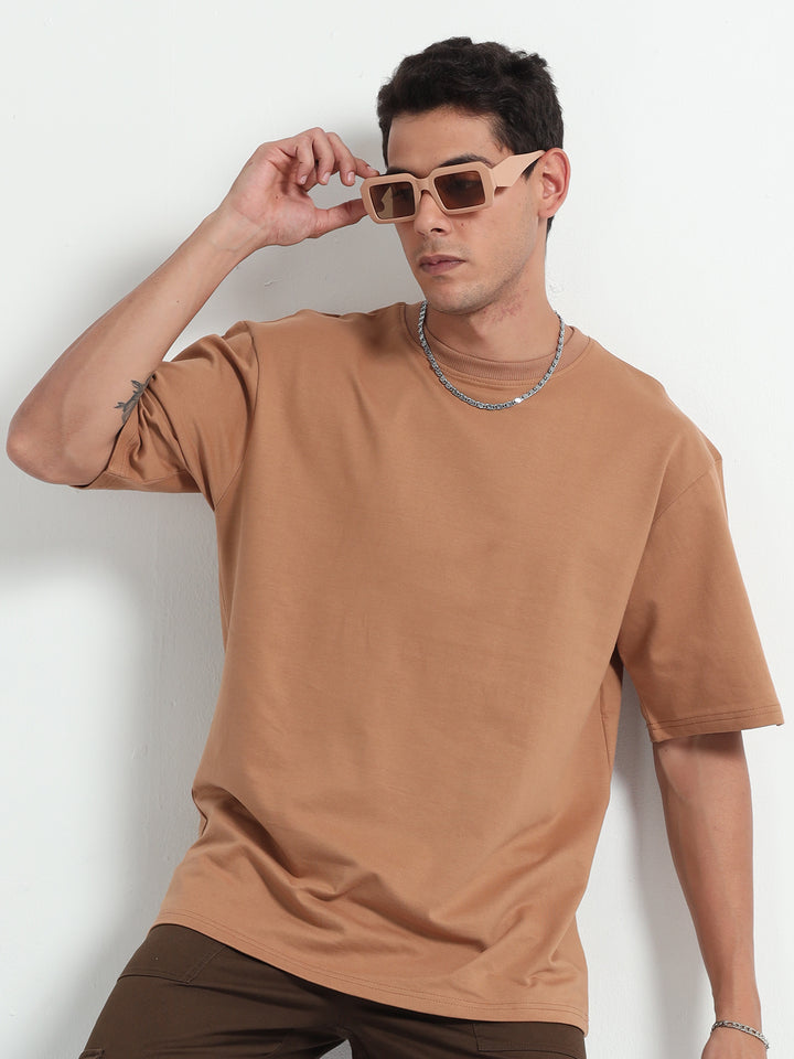 240GSM Unisex Biscuit Brown Cotton Oversized Tshirt