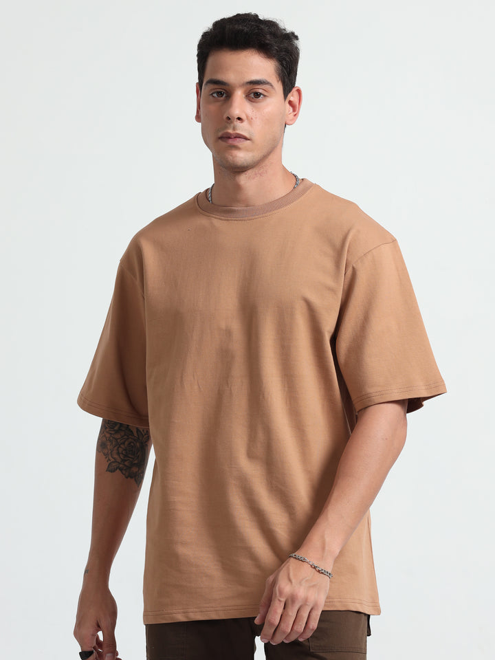 240GSM Unisex Biscuit Brown Cotton Oversized Tshirt