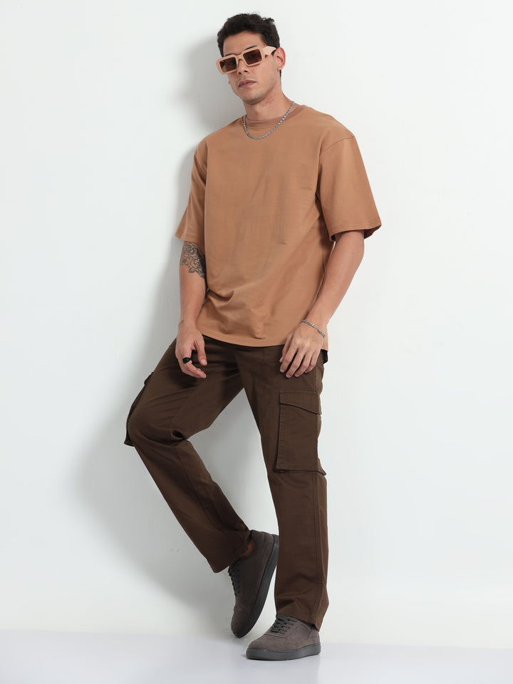 240GSM Unisex Biscuit Brown Cotton Oversized Tshirt