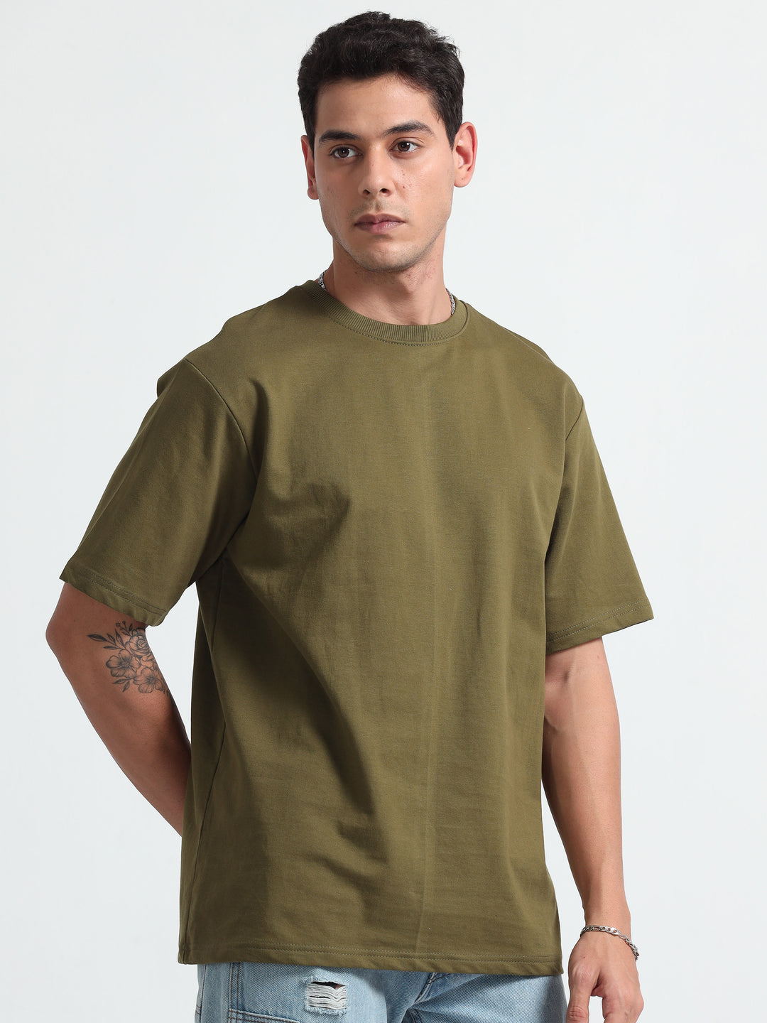 240GSM Unisex Olive Green Cotton Oversized Tshirt