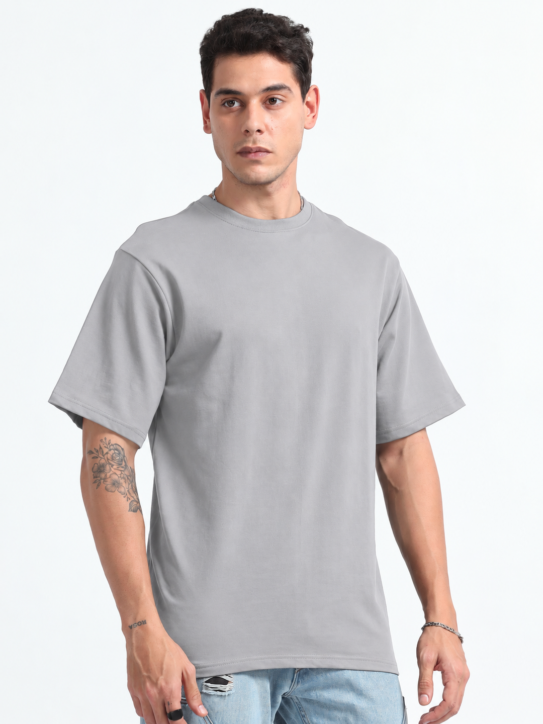 240GSM Unisex Cement Grey Cotton Oversized Tshirt