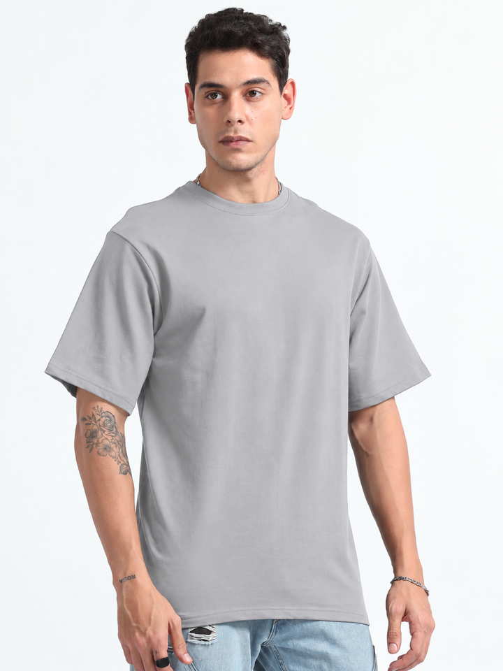 240GSM Unisex Cement Grey Cotton Oversized Tshirt