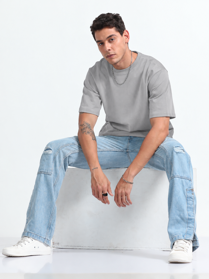 240GSM Unisex Cement Grey Cotton Oversized Tshirt