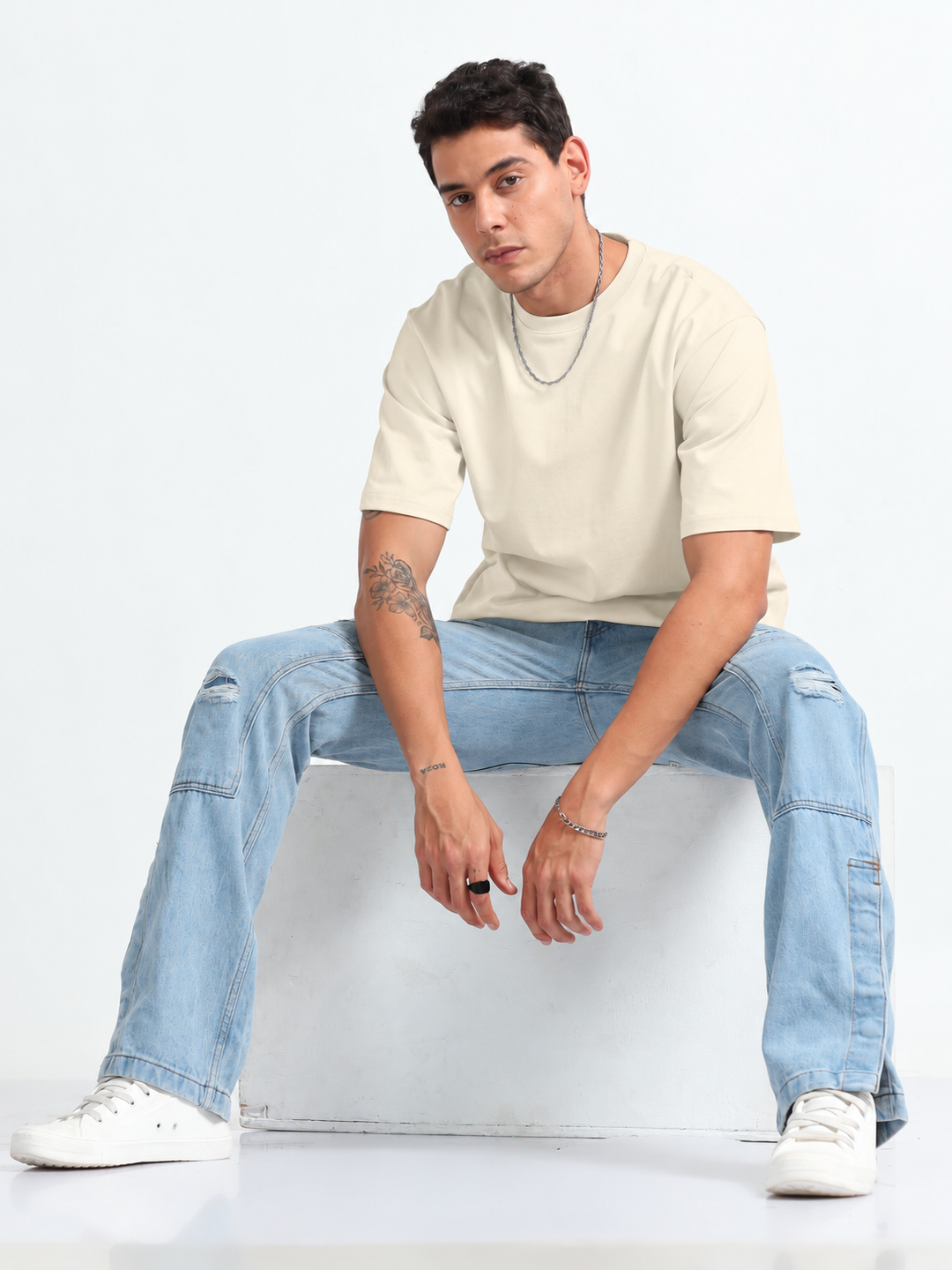 240GSM Unisex Cream Cotton Oversized Tshirt