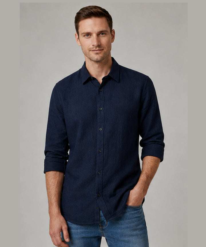 Premium linen Shirt Navy Blue Colour
