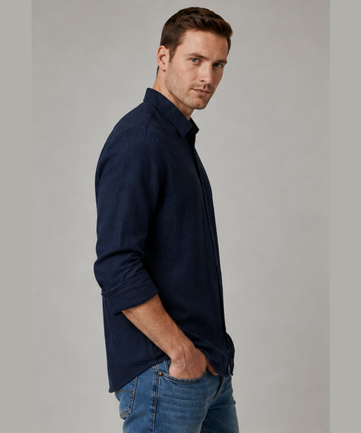 Premium linen Shirt Navy Blue Colour