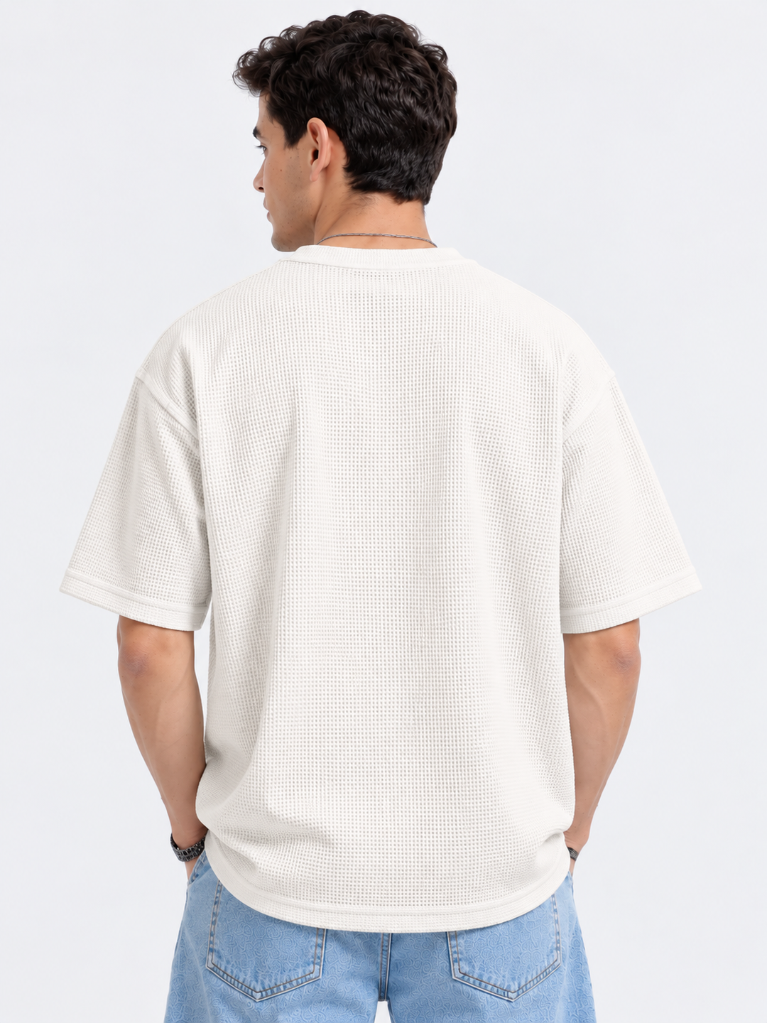 260GSM Unisex Off White Waffle Oversized Tshirt