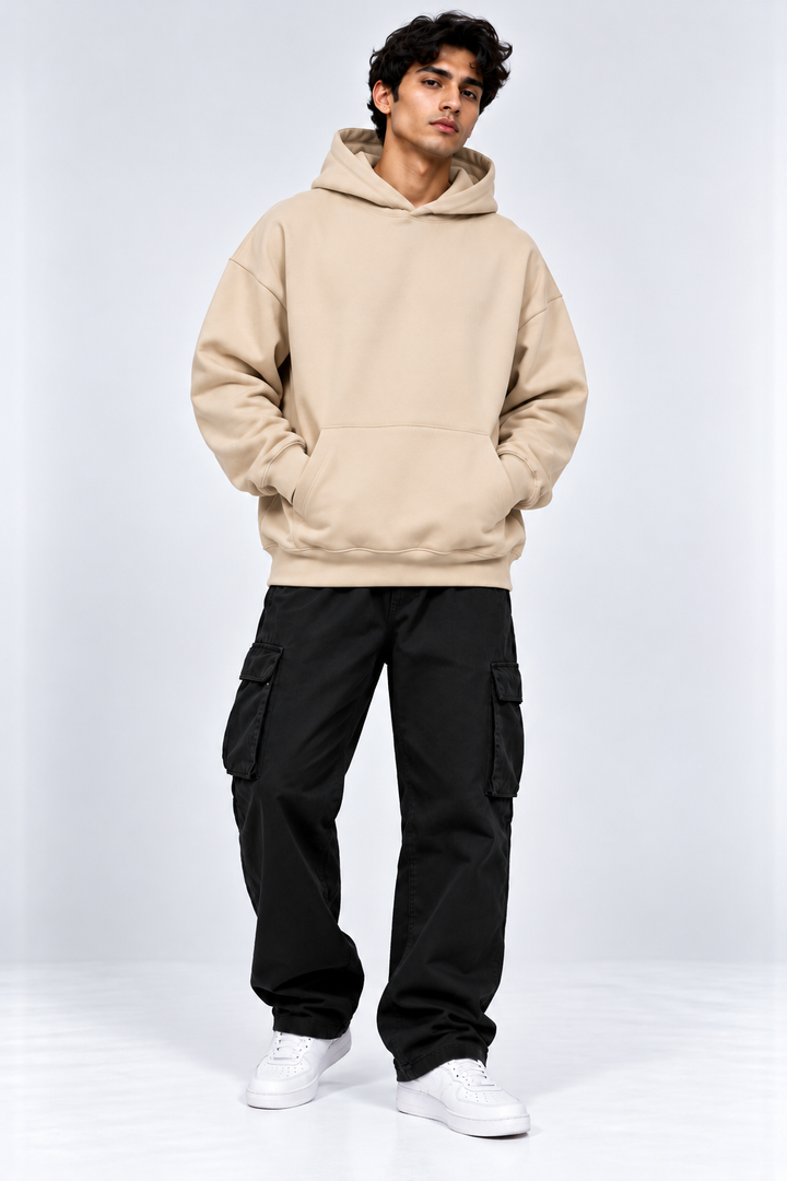 Premium 400 GSM Beige Cotton Oversized Hoodie