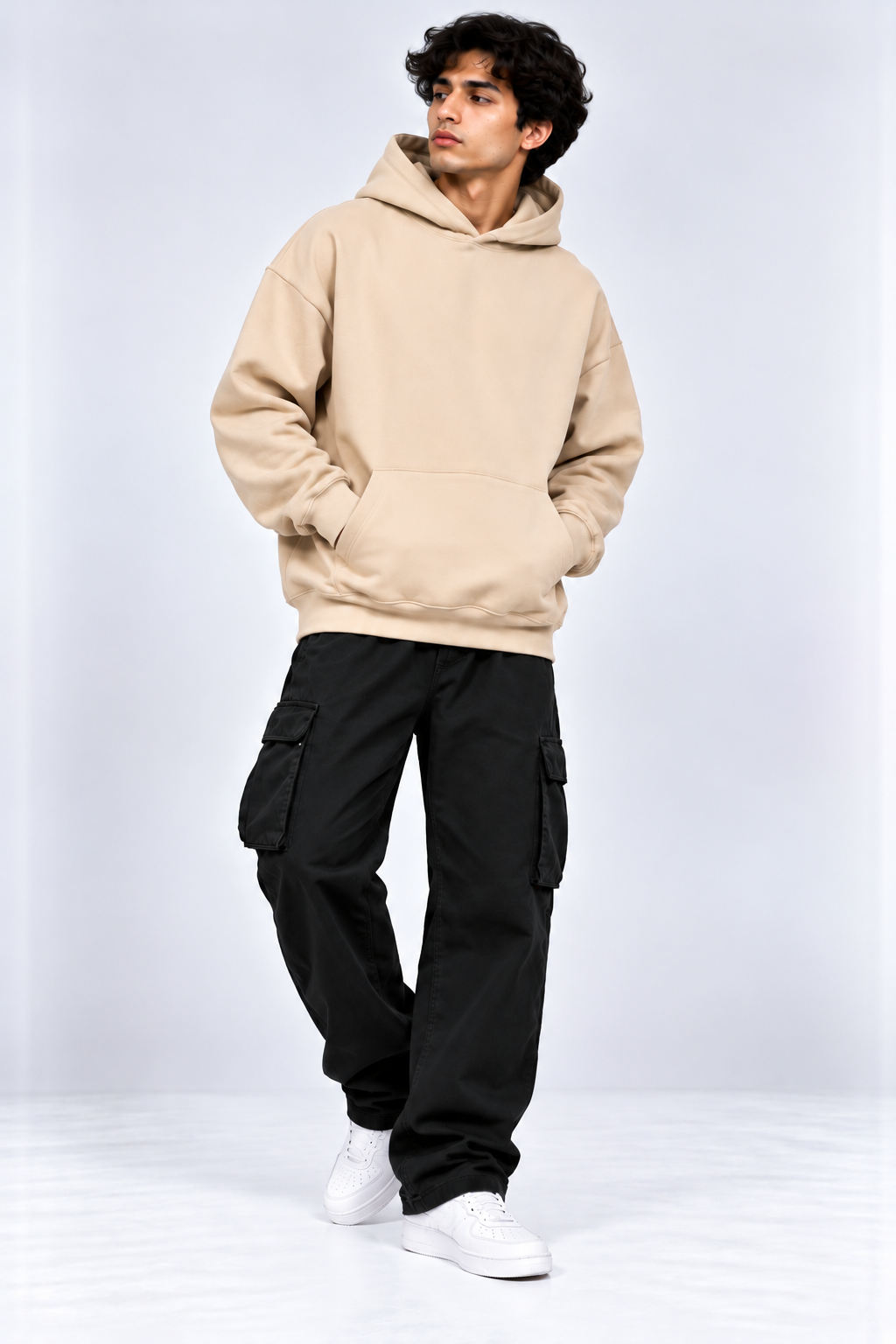 Premium 400 GSM Beige Cotton Oversized Hoodie