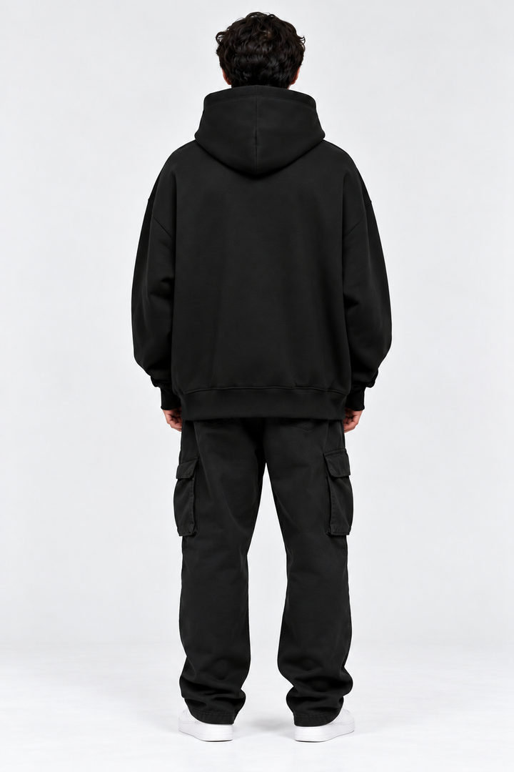 Premium 400 GSM Black Cotton Oversized Hoodie